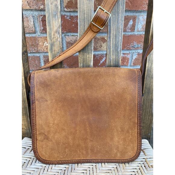 Vintage 70's Michael Green Women's Brown Saddle Leather Shoulder Bag 12" x 9" - Picture 1 of 12
